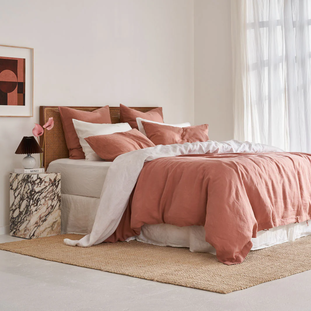 French Flax Linen Pillowcase Set in Rosa - Image 10