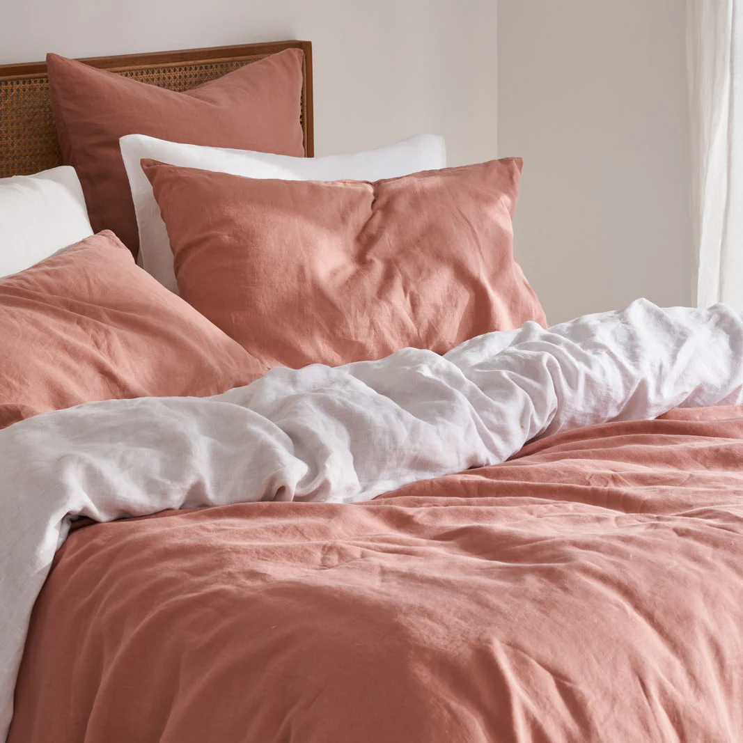 French Flax Linen Pillowcase Set in Rosa - Image 11