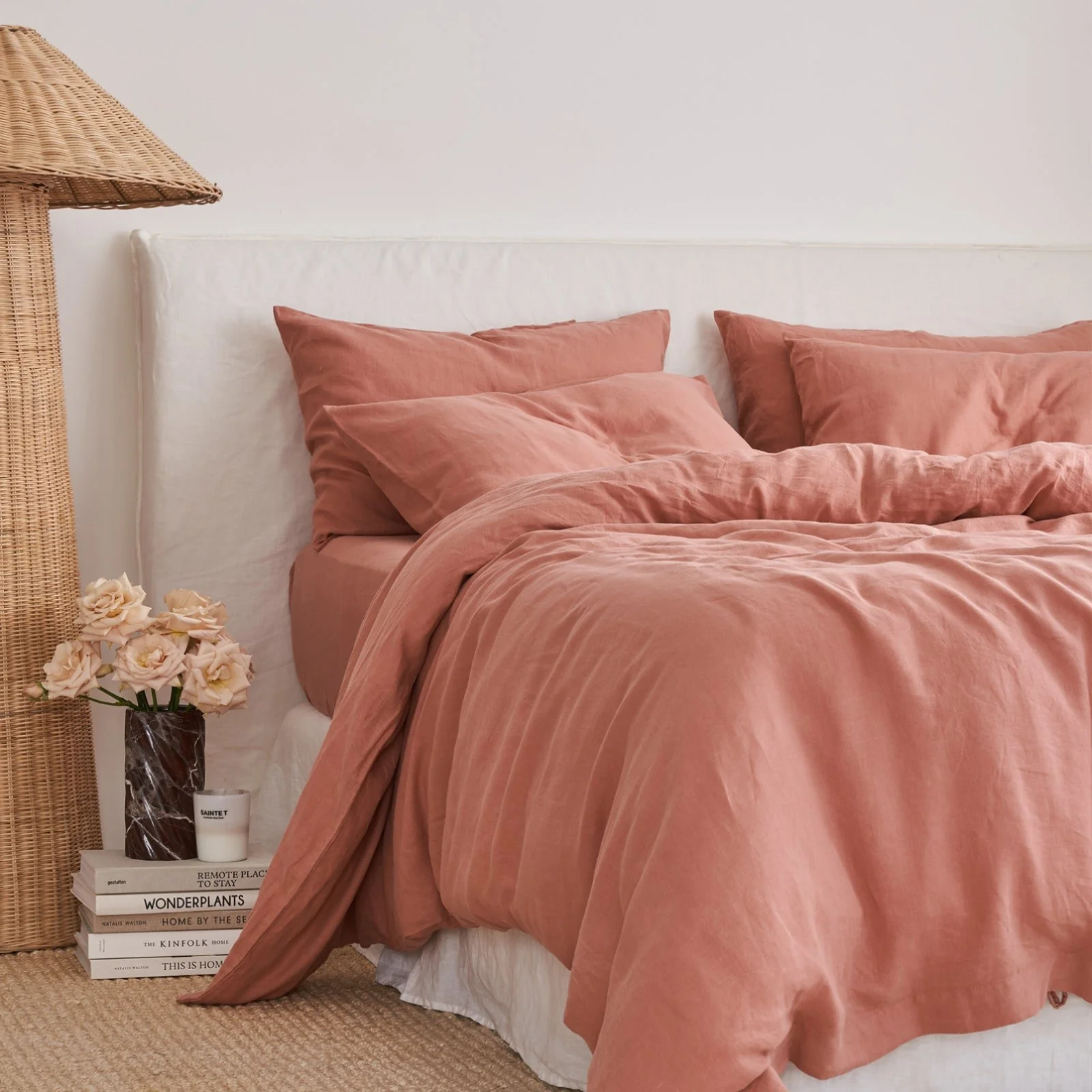French Flax Linen Quilt Cover in Rosa - Image 9