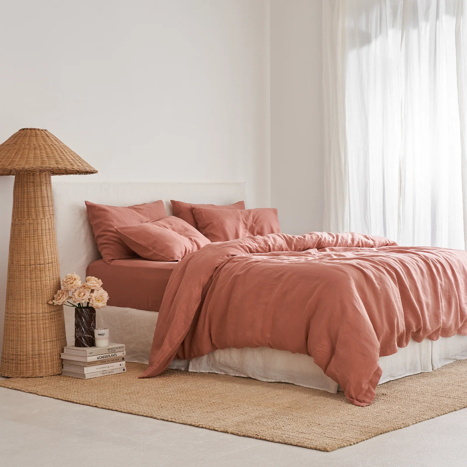 French Flax Linen Quilt Cover Set in Rosa - Image 3