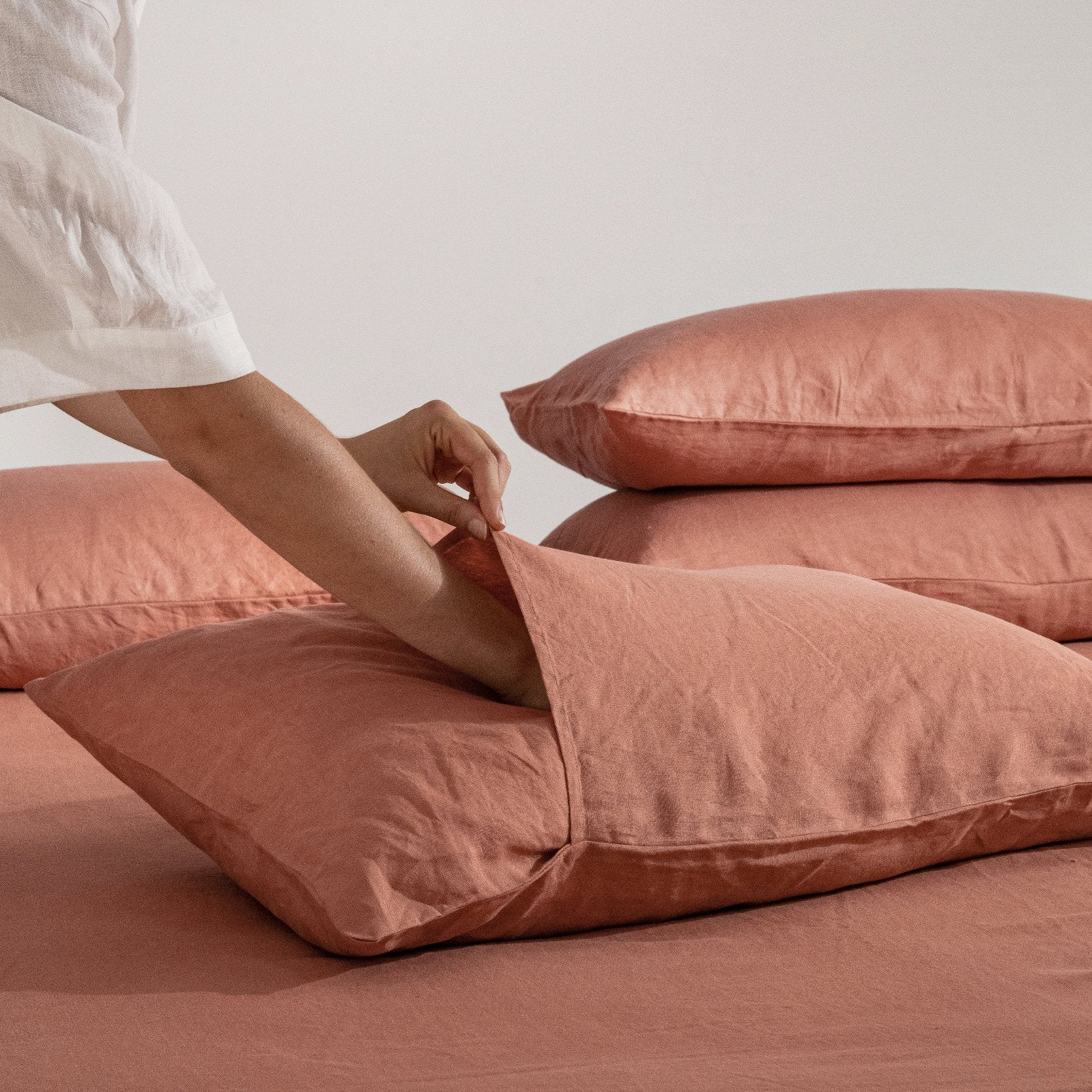 French Flax Linen Quilt Cover Set in Rosa - Image 9