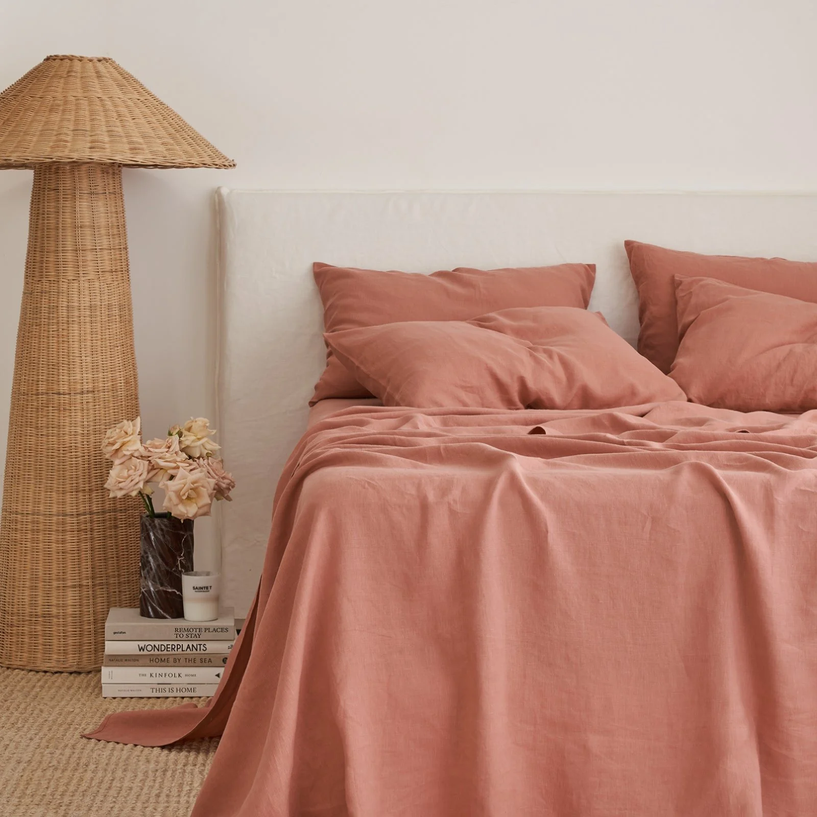French Flax Linen Sheet Set in Rosa - Image 5